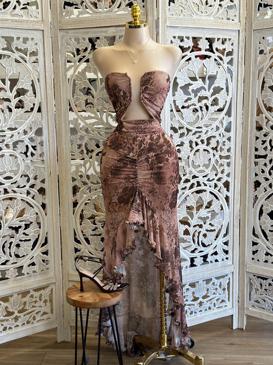 Multi Pattern Underwired Mesh Midi Dress - Estira, Stretchy