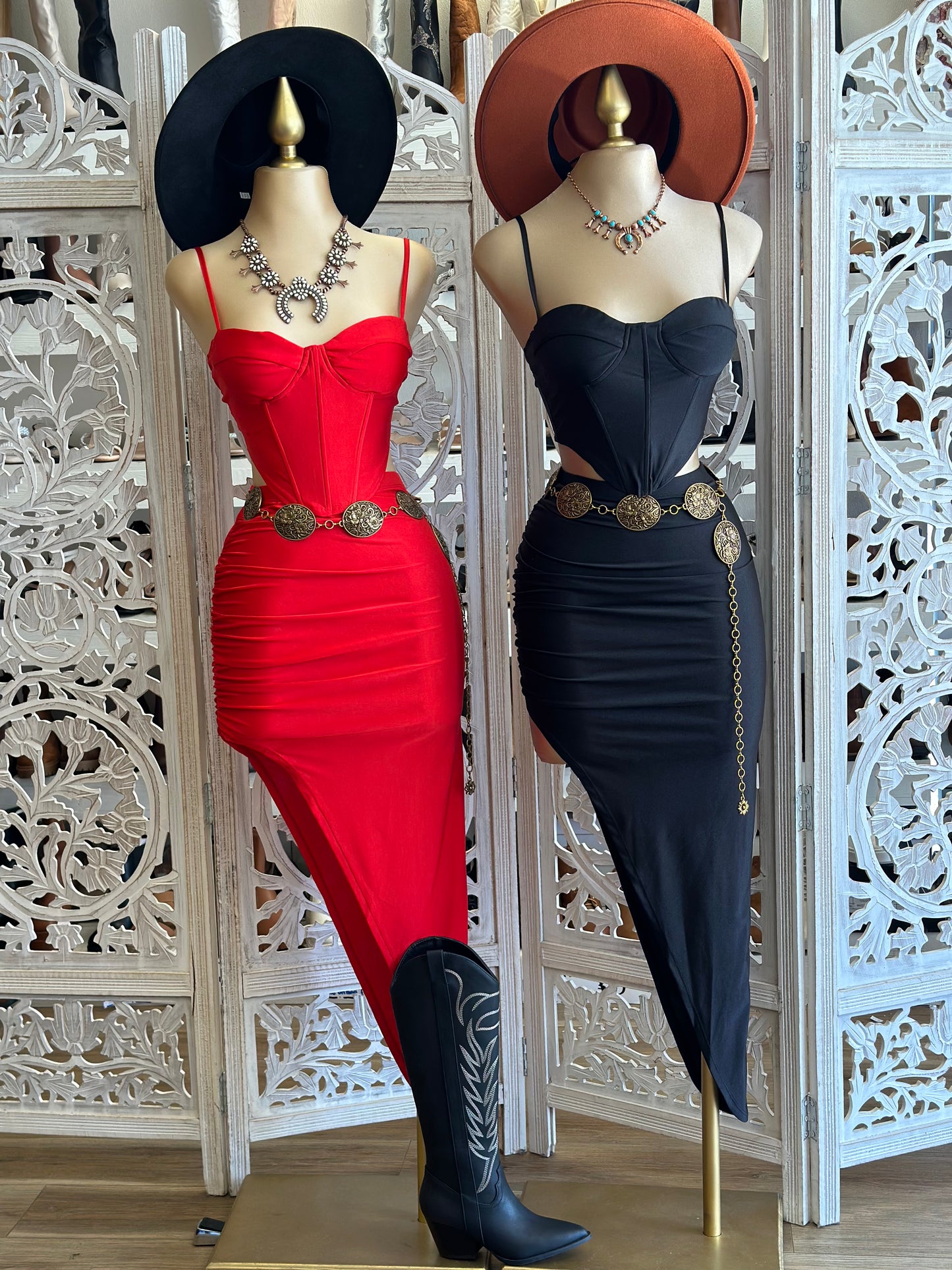 Corset Top and Midi Skirt Set- Stretchy