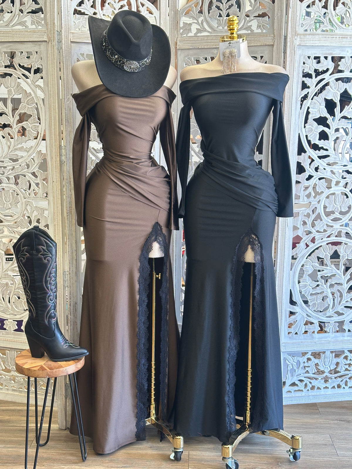 Clarinda Column Gown- Estira , Stretchy