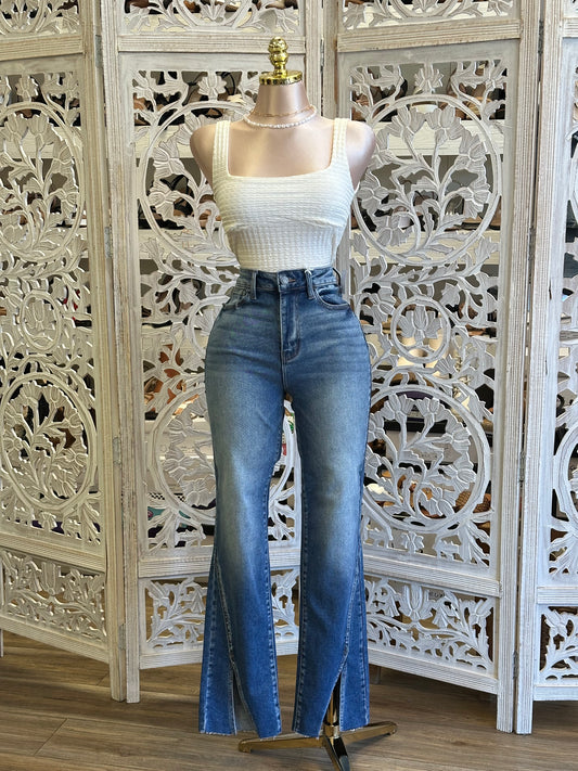Dark Wash Slit Jeans