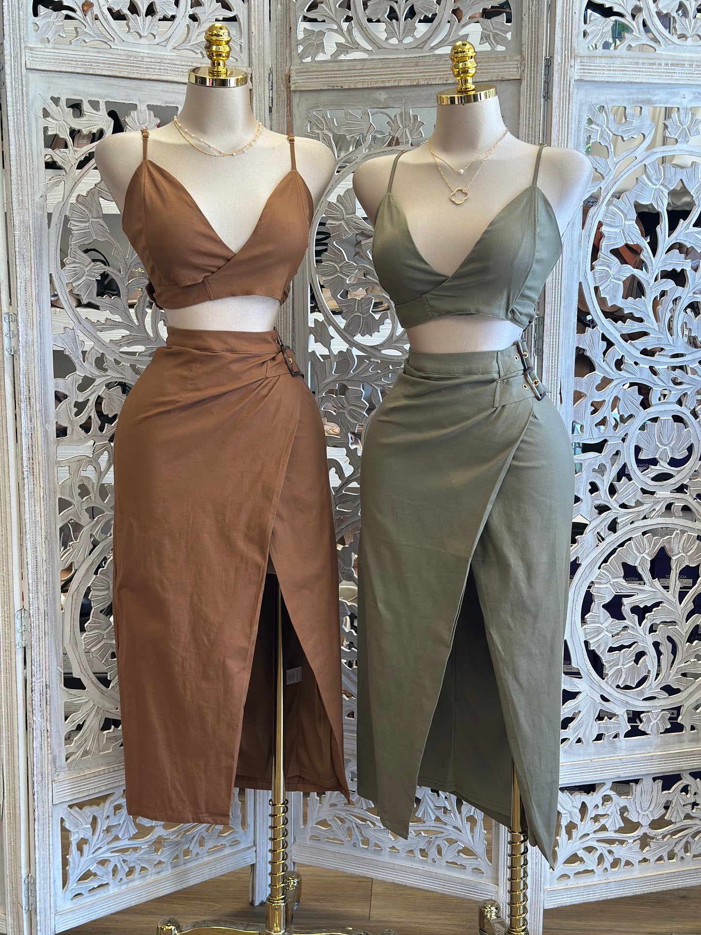 Linen Cropped Set- Estira,Stretchy