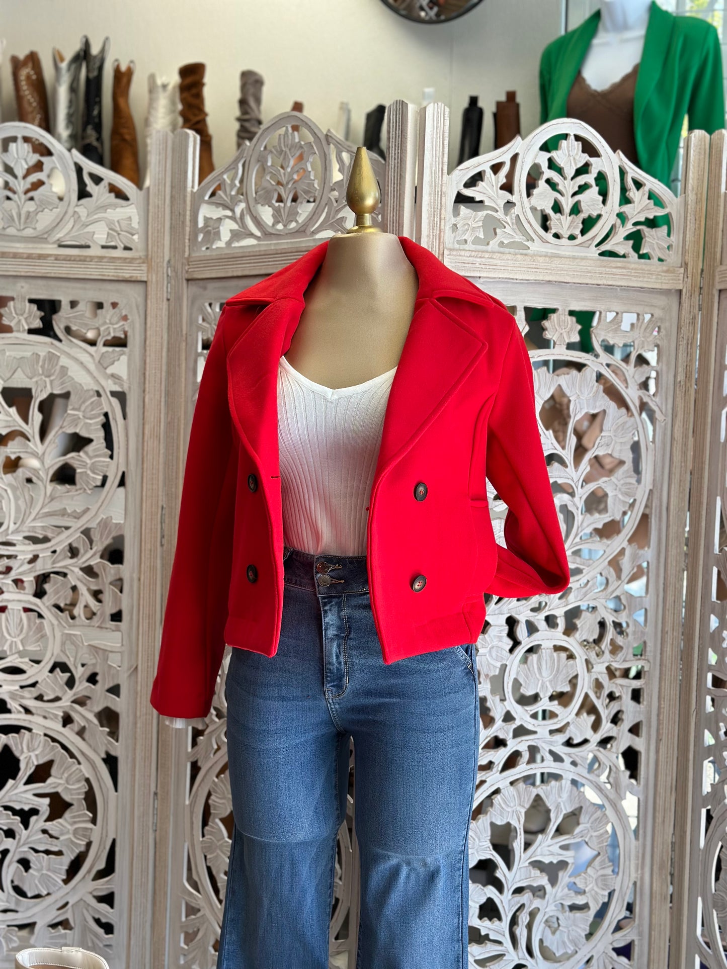 Red Cropped Coat