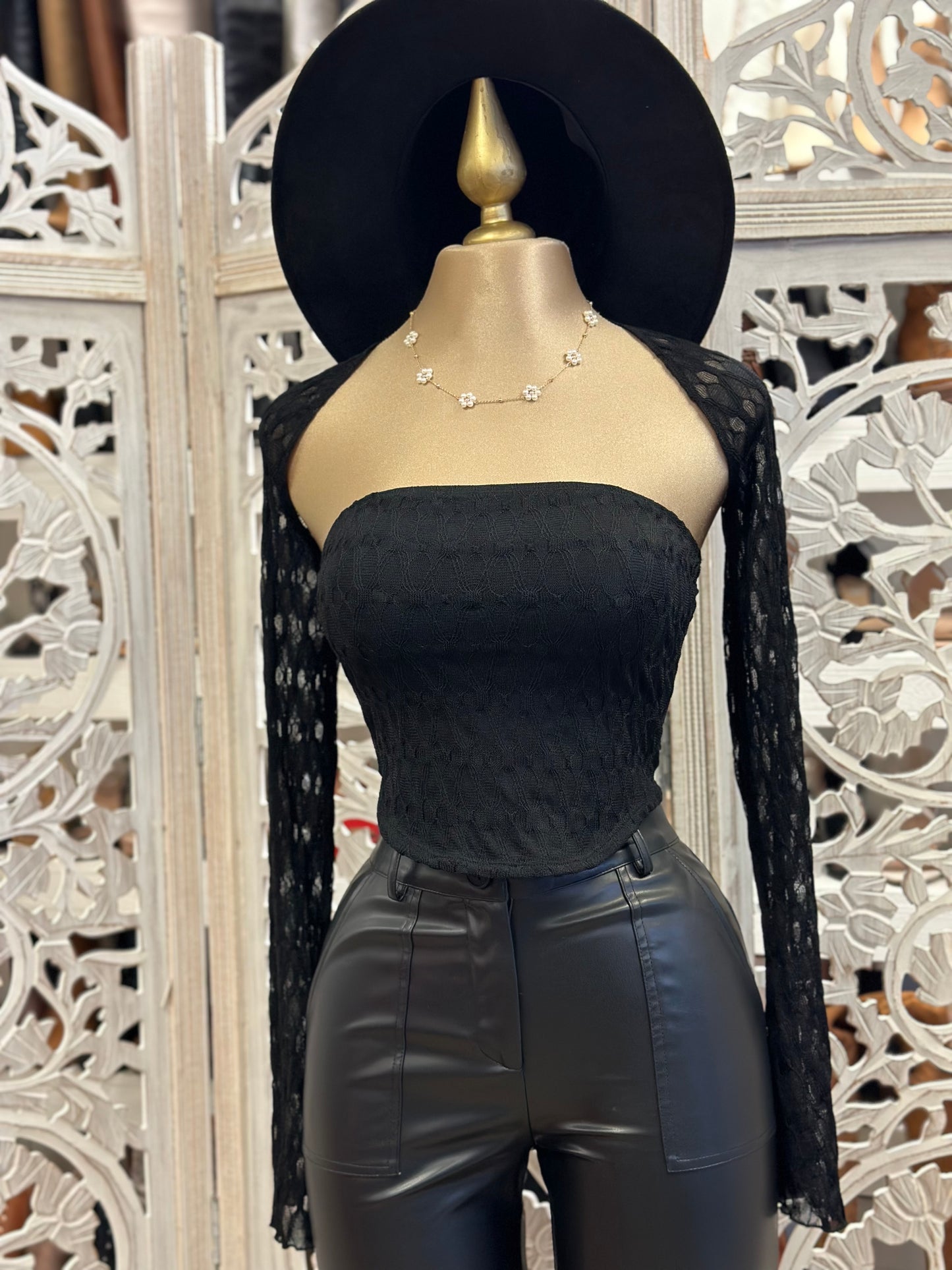 Lace Strapless Top with Carigan