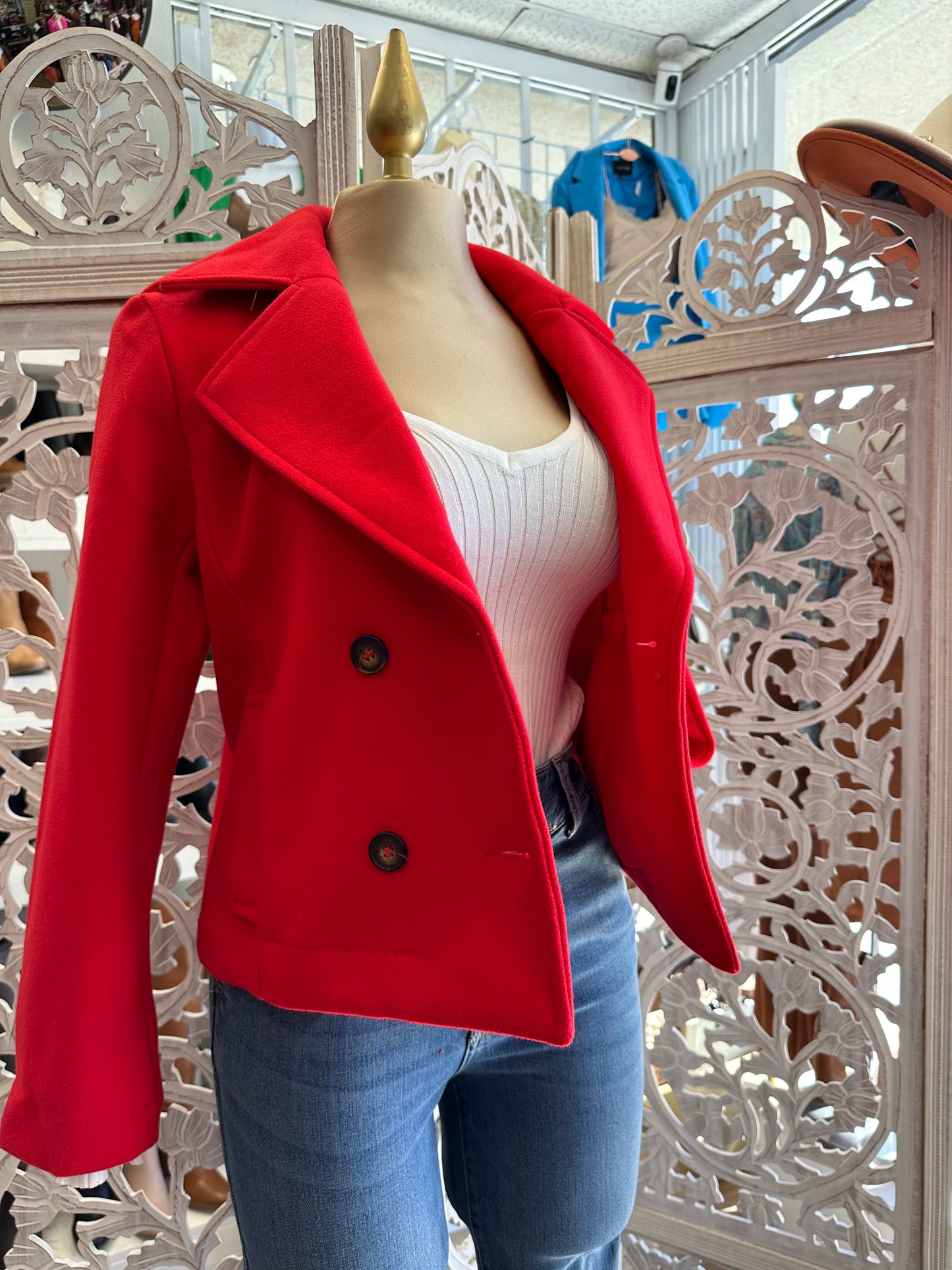 Red Cropped Coat