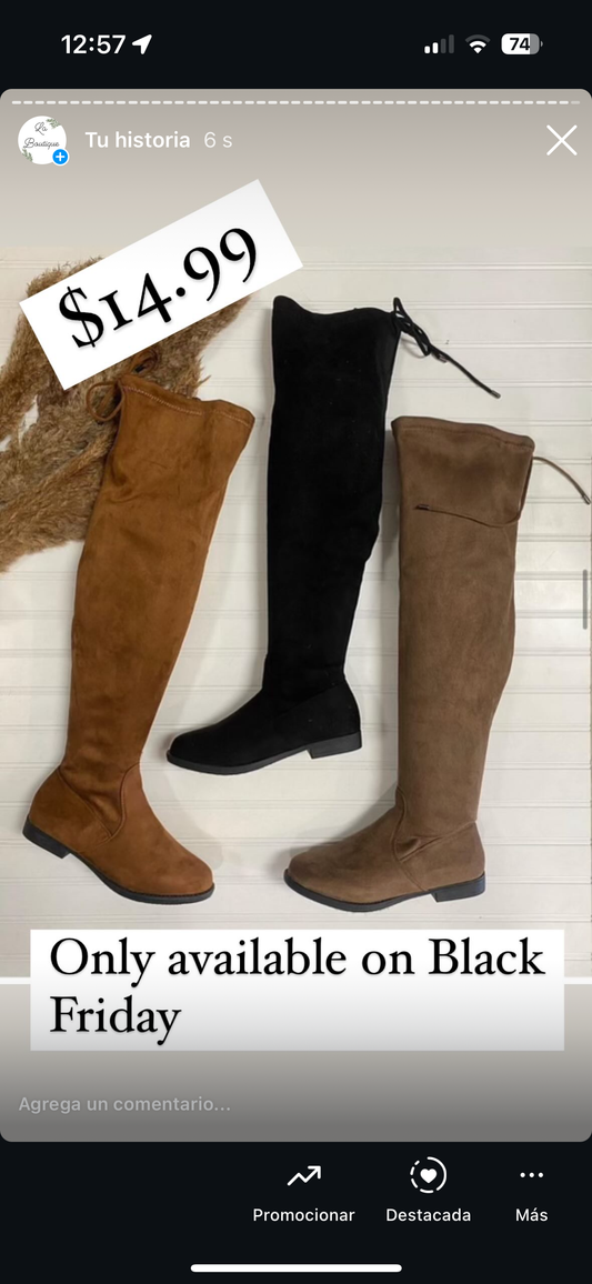 Small Heel Suede Thigh Boots final sale