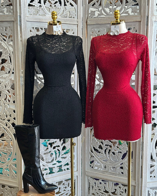 Sexy Lace Mini Dress- Stretchy,Estira poco