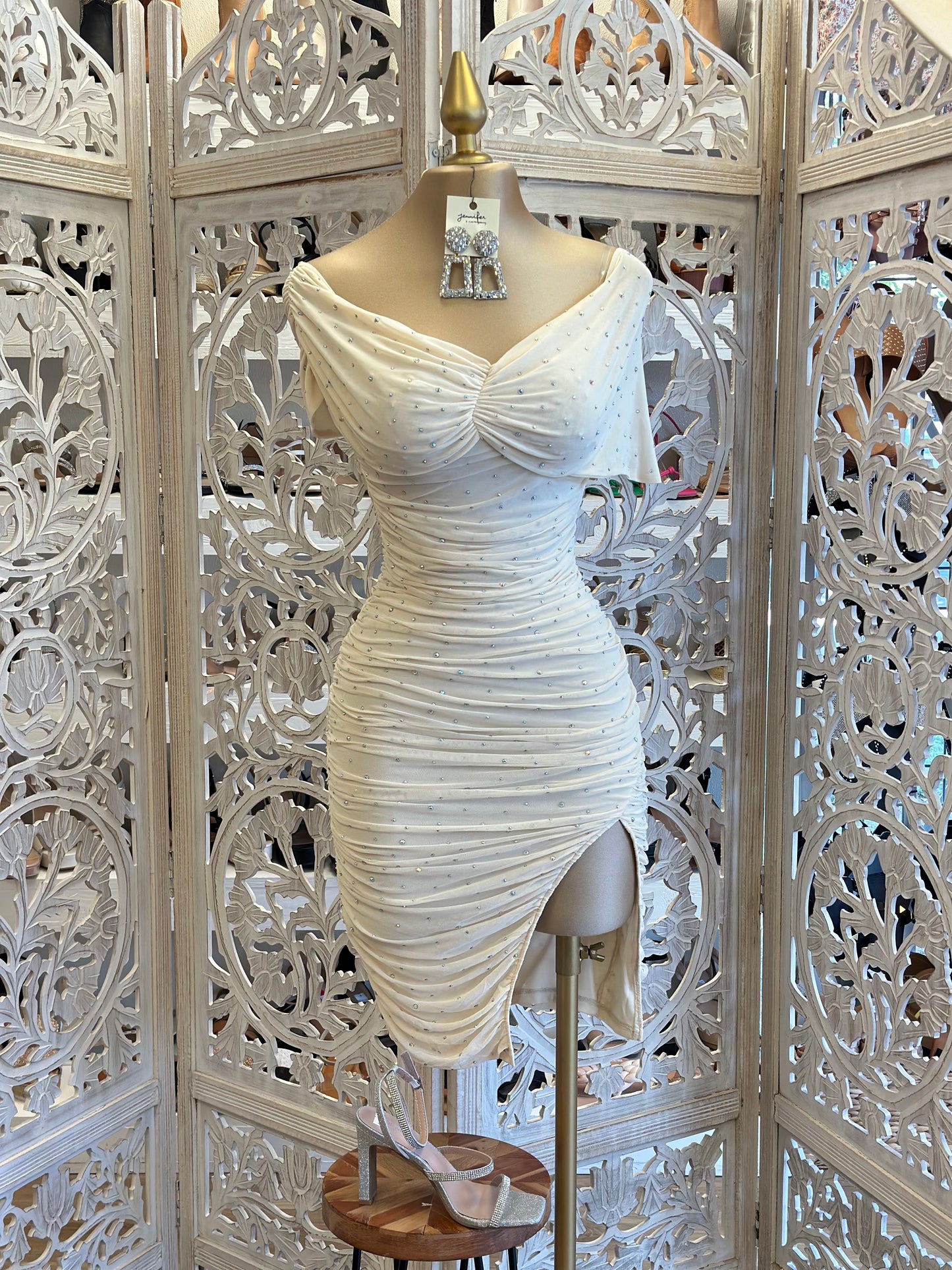 Ivory Rhinestone Detail Dress