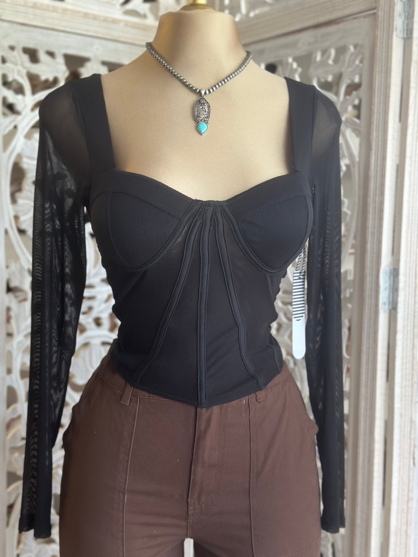Mesh Long Sleeve Top