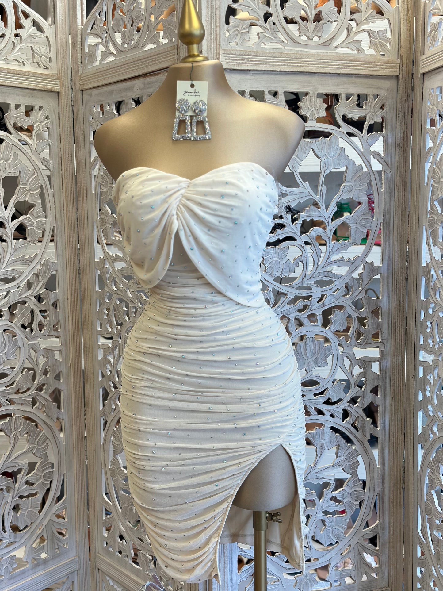 Ivory Rhinestone Detail Dress