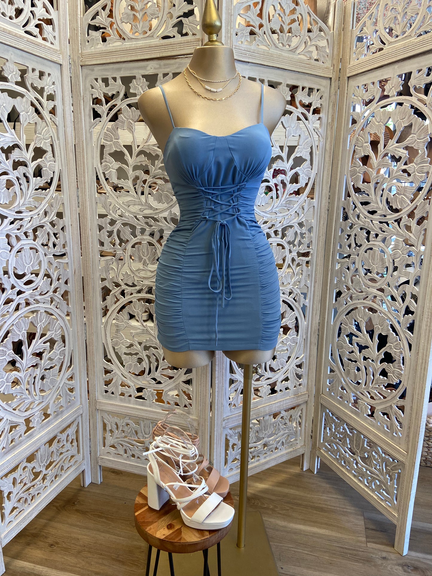 Chambray Tie Waist Dress