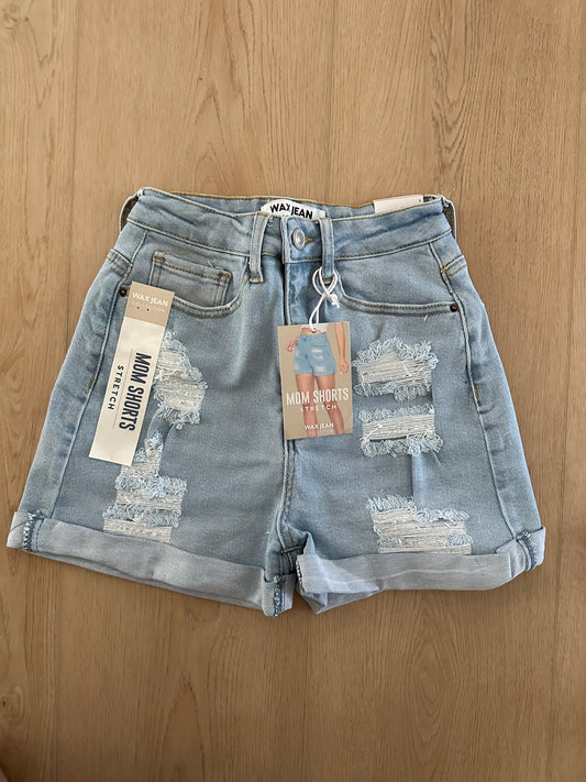 Light Wash Ripped Shorts