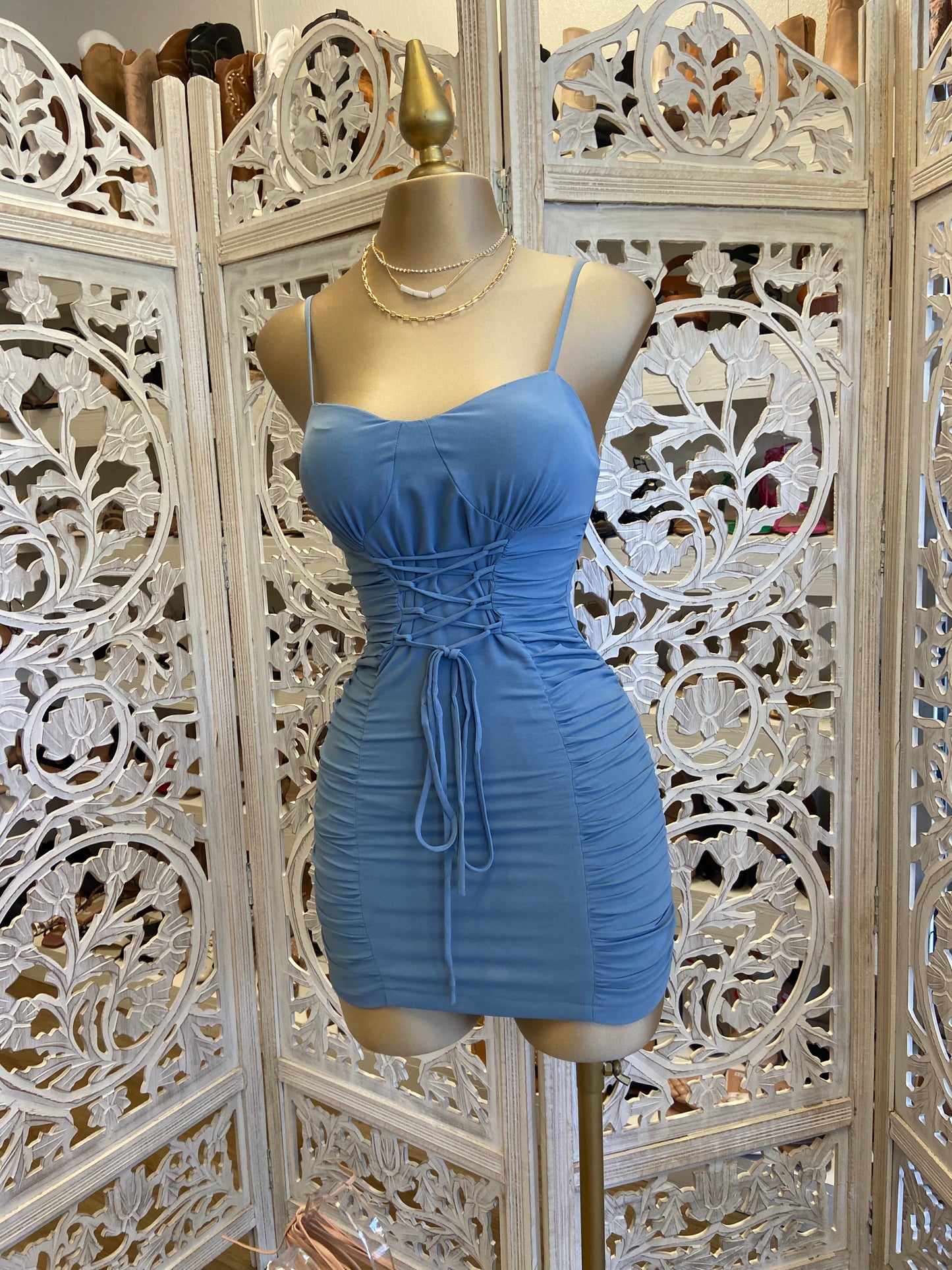 Chambray Tie Waist Dress