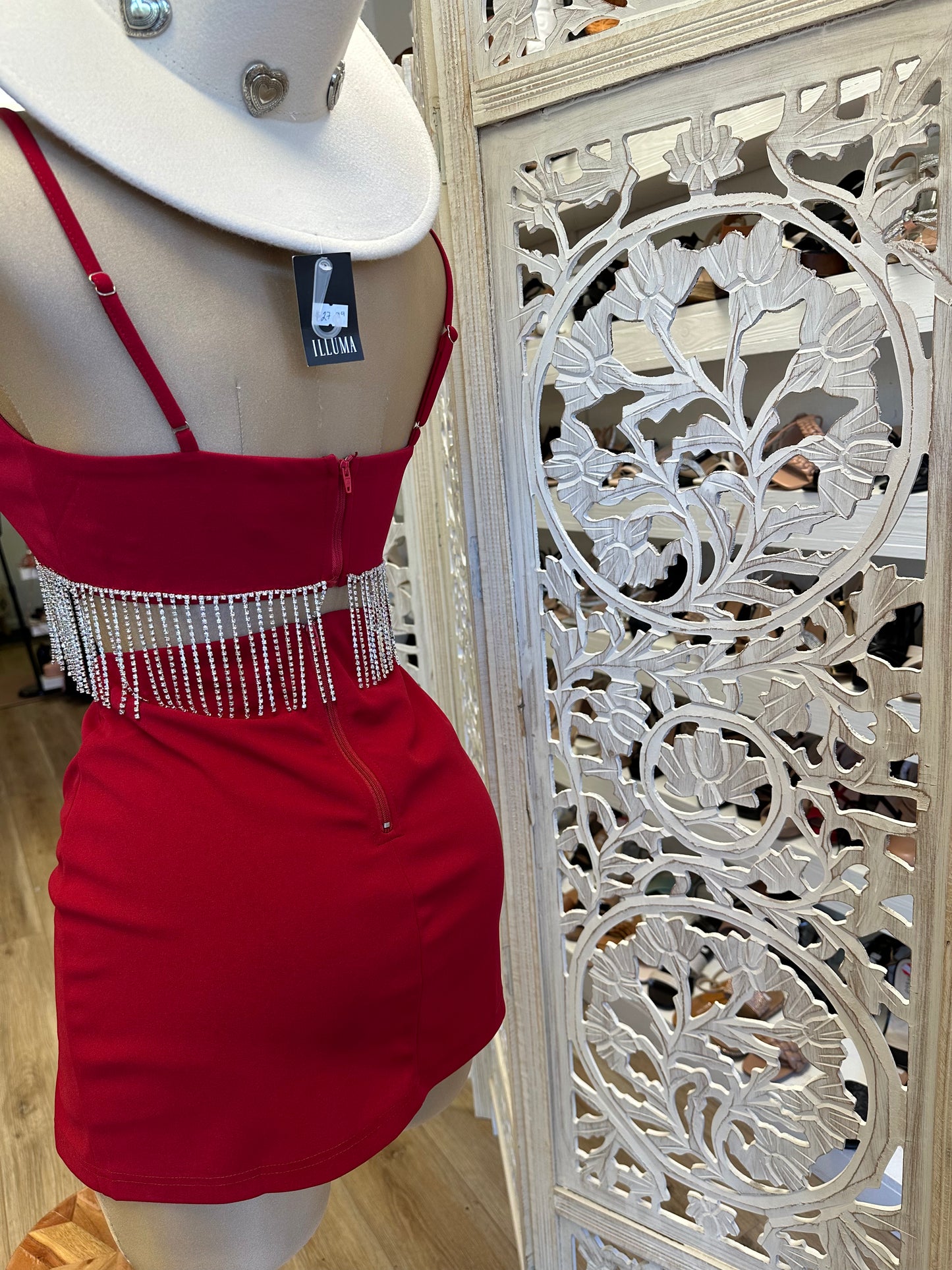 Burgundy Rhinestone Fringe Mini Set