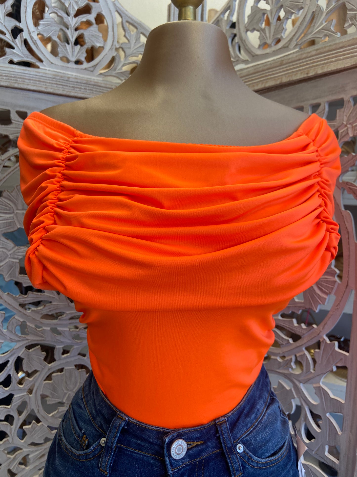 Orange Off Shoulder Top