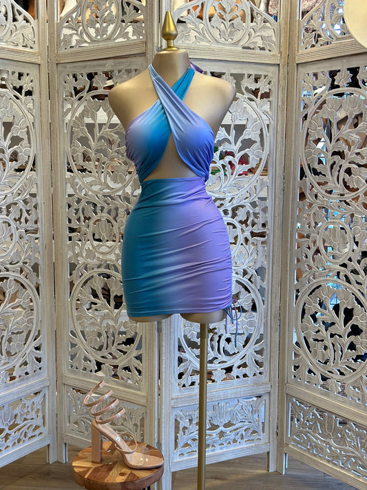 Ombré Cross Front Mini Dress