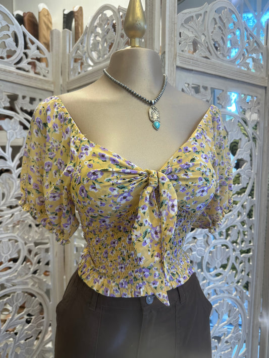 Yellow Bow Front Top