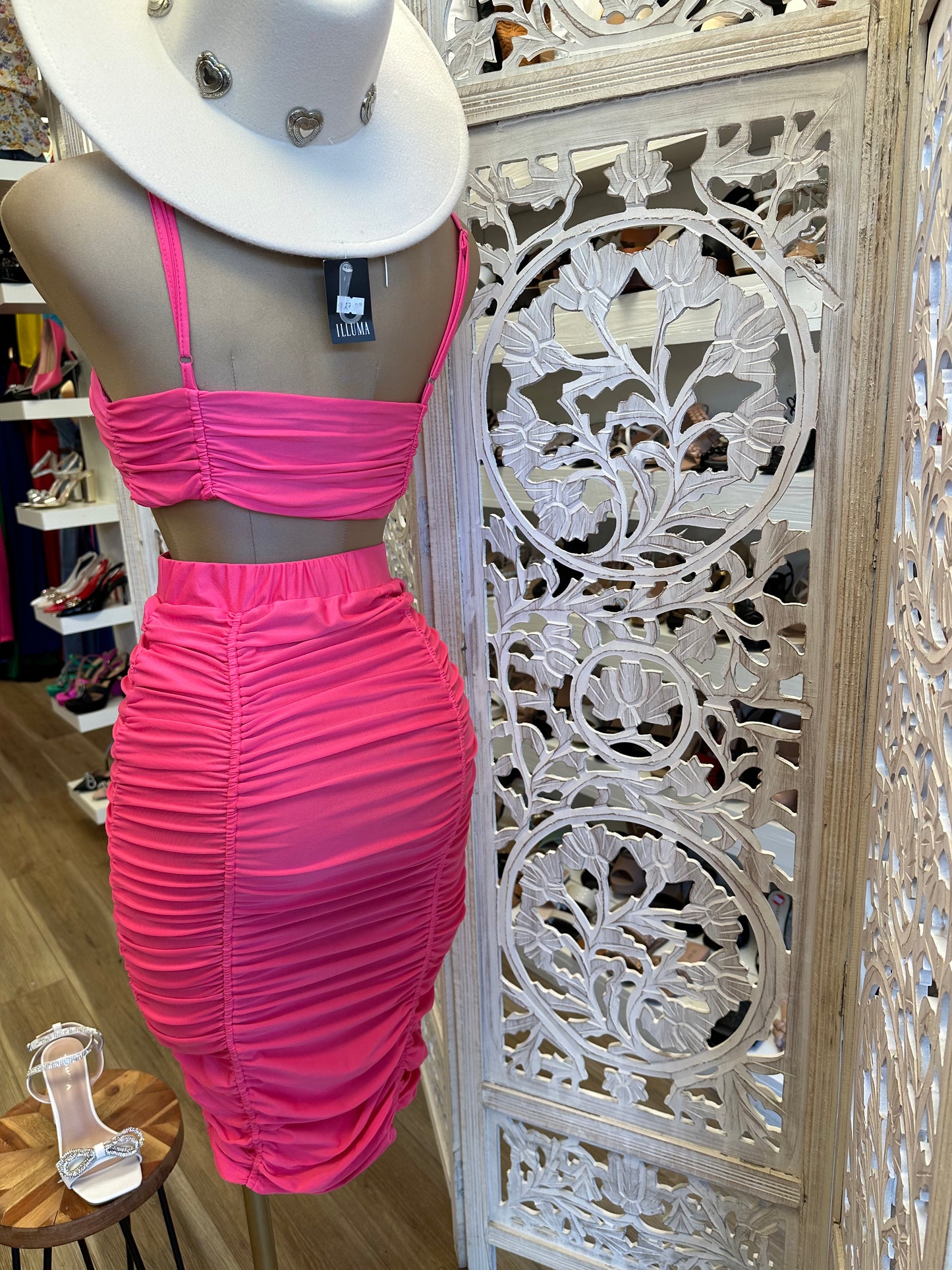 Hot Pink Ruched Set