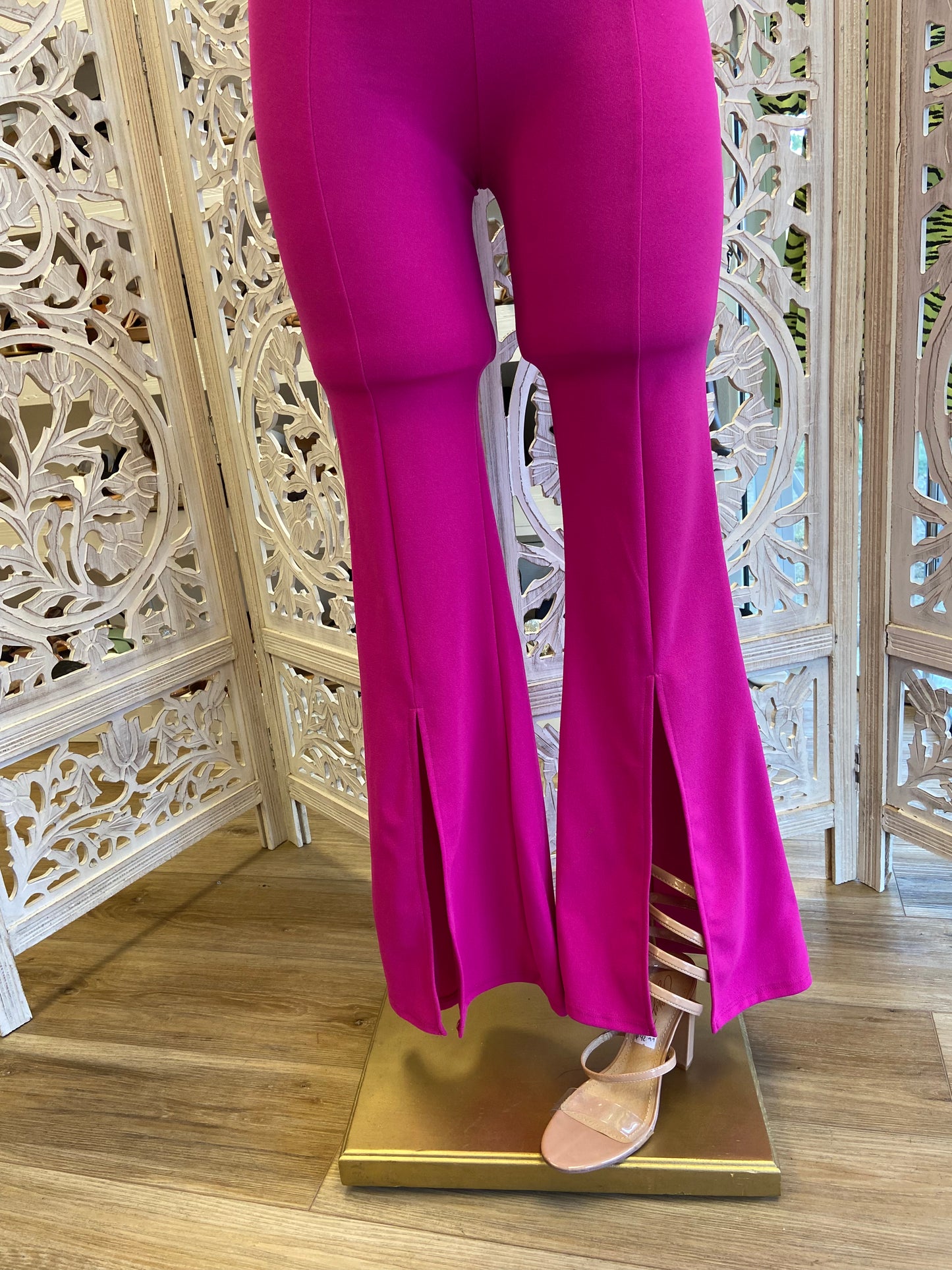 Pink Slit Flare Pants