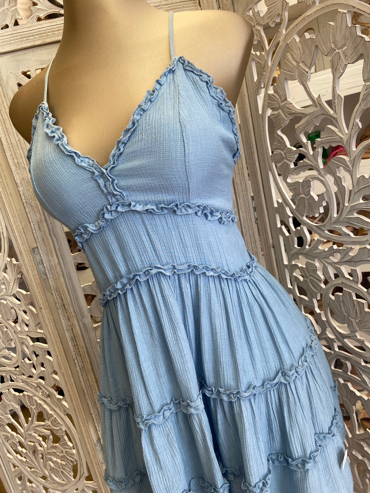 Crossback Blue Flowy Dress