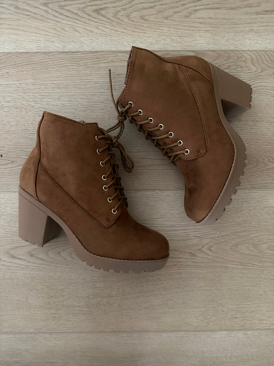 Brown Suede Heeled Booties