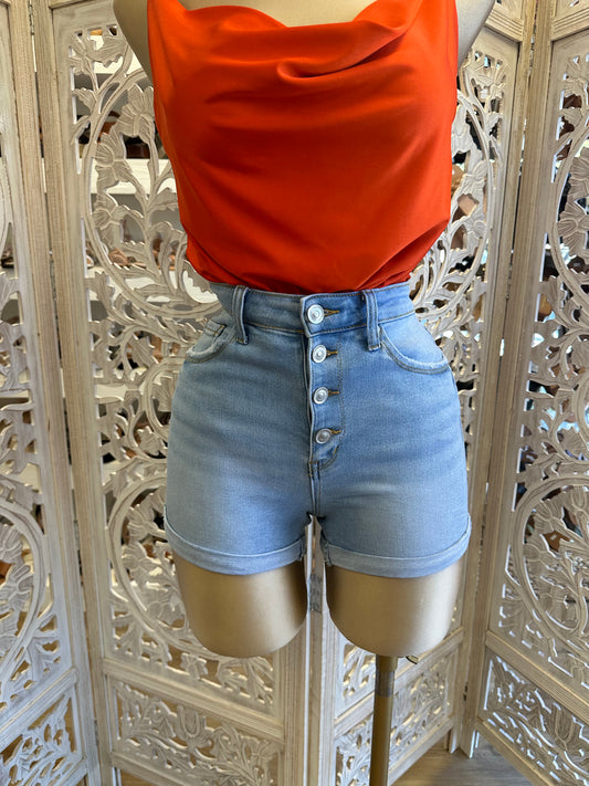 Light Wash Button Up Shorts