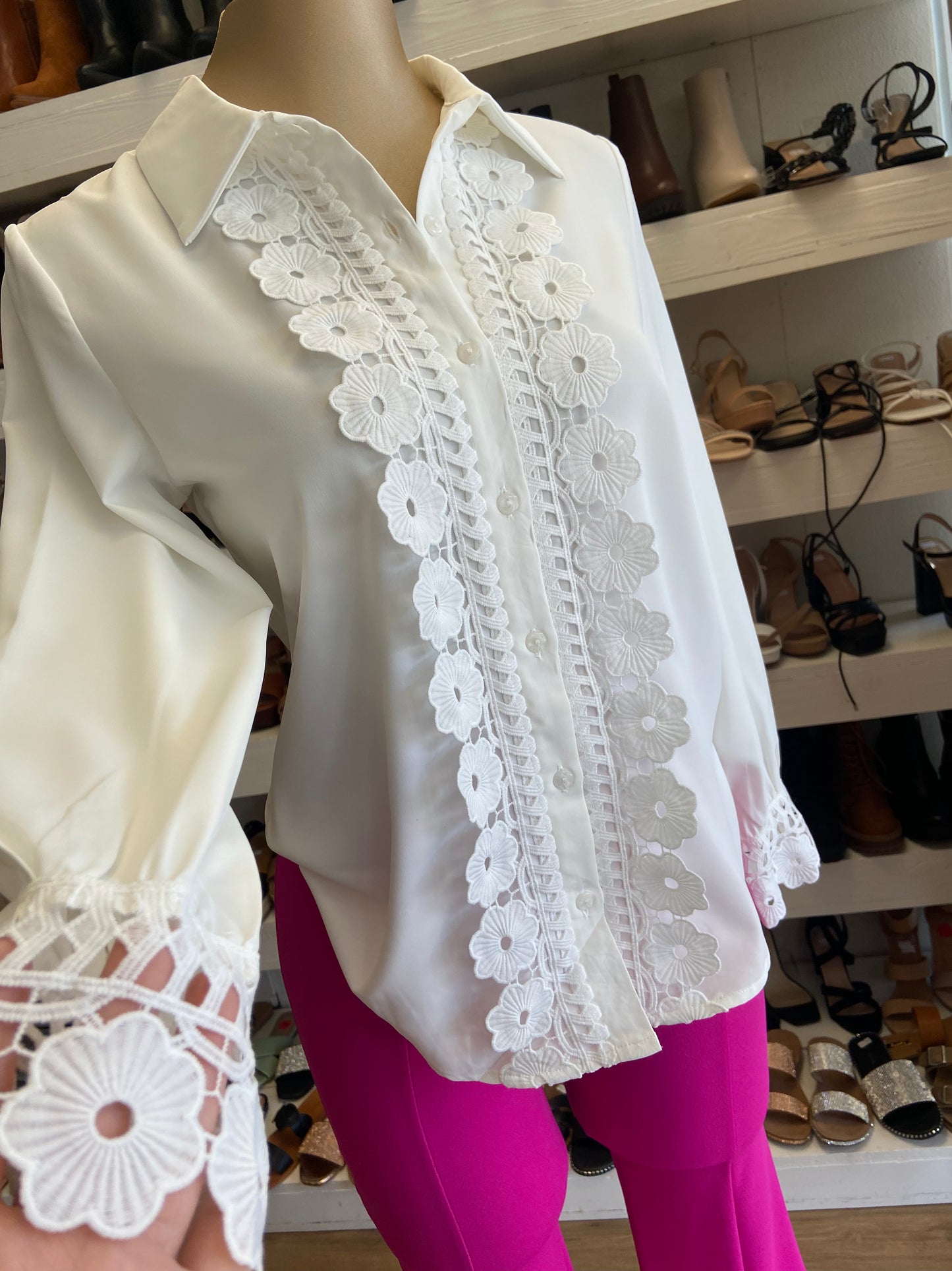 Lace Button Top