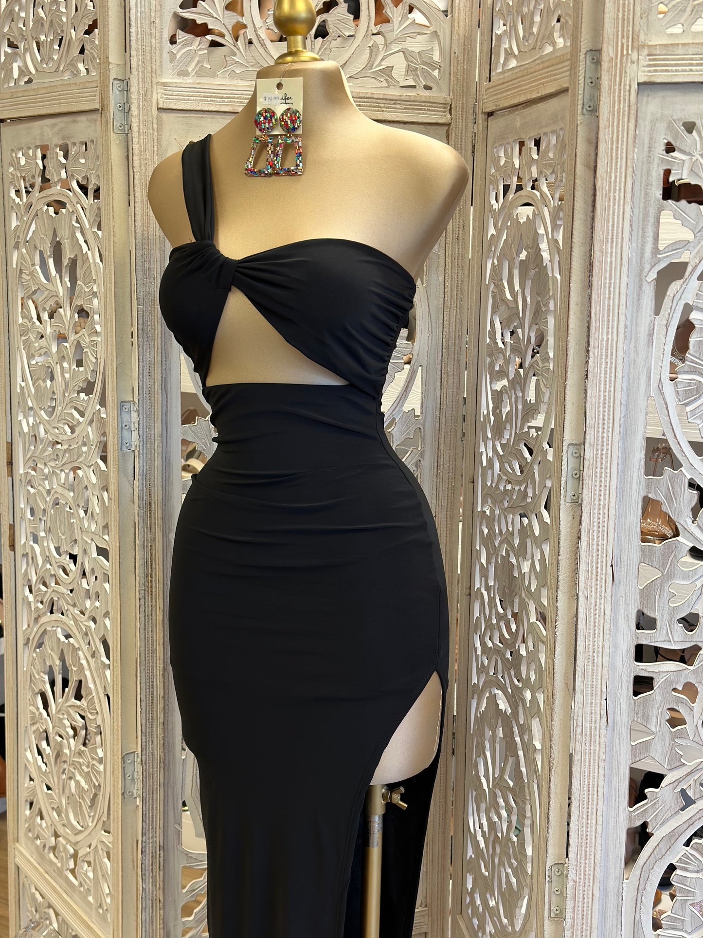 Black Knotted Midi Dress