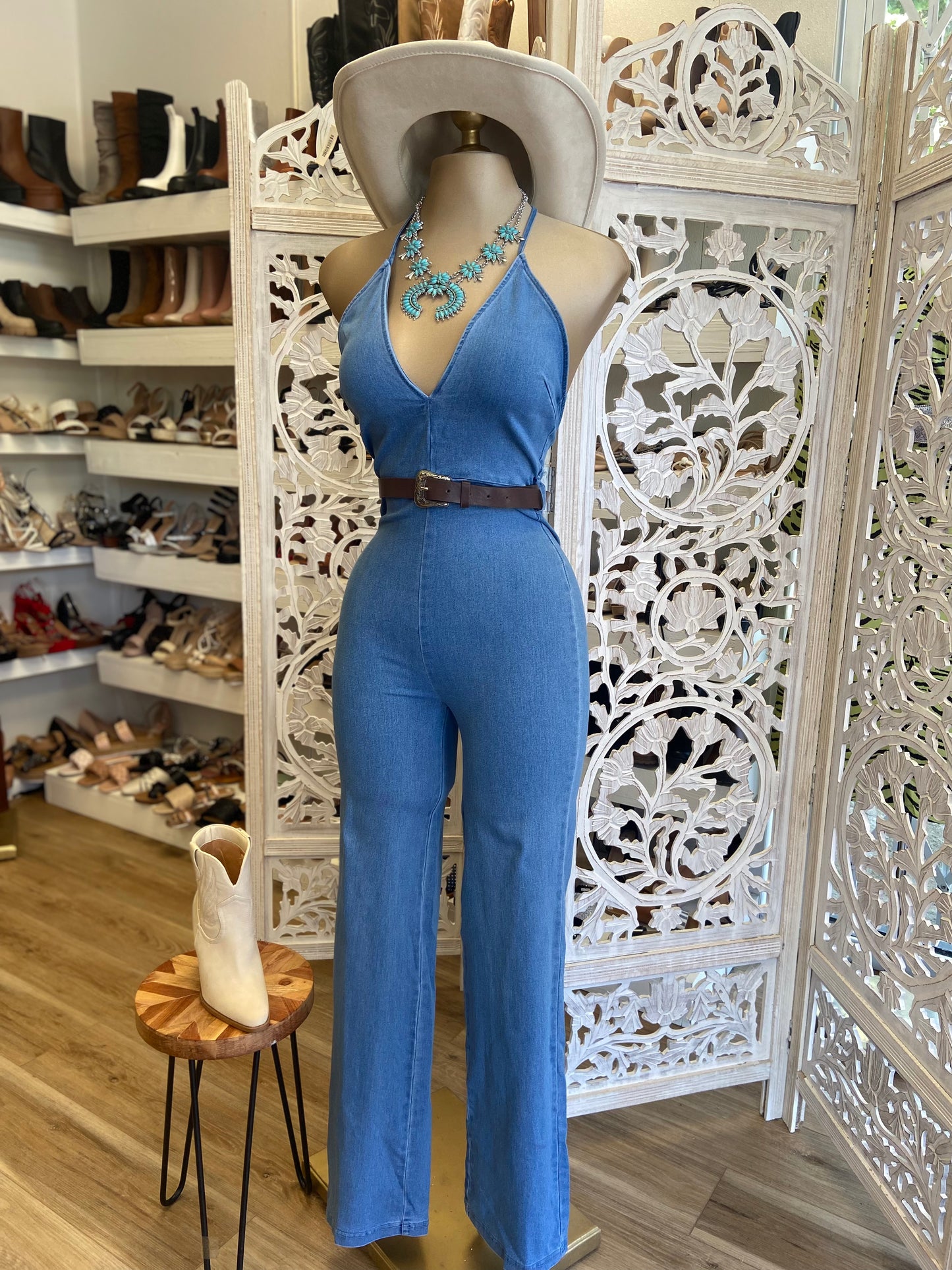 Denim Crossback Jumpsuit