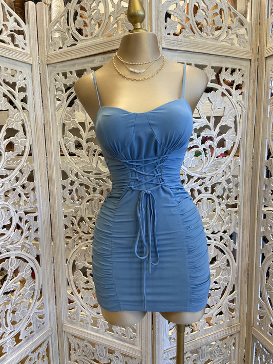 Chambray Tie Waist Dress