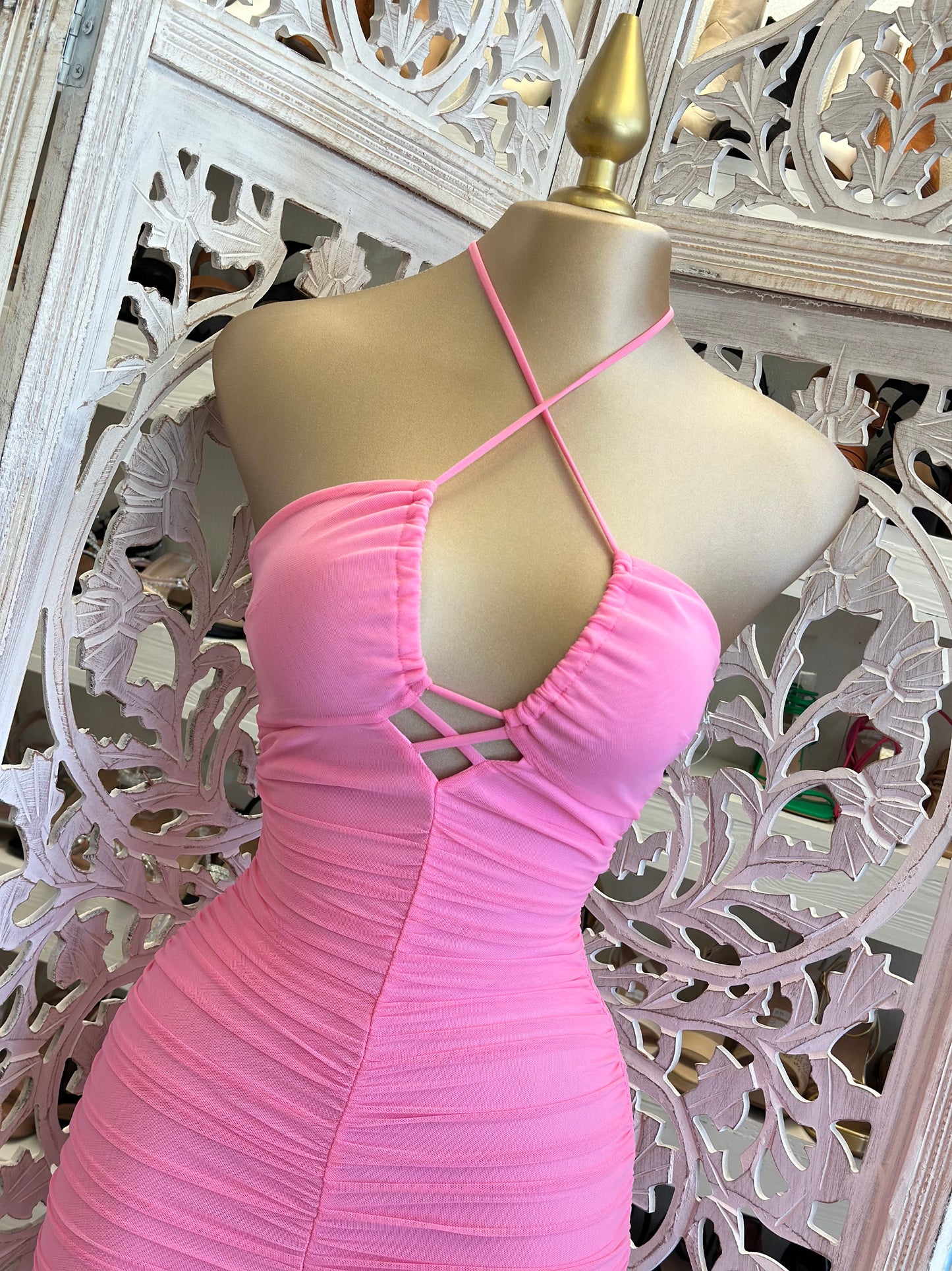 Pink Tie up Dress