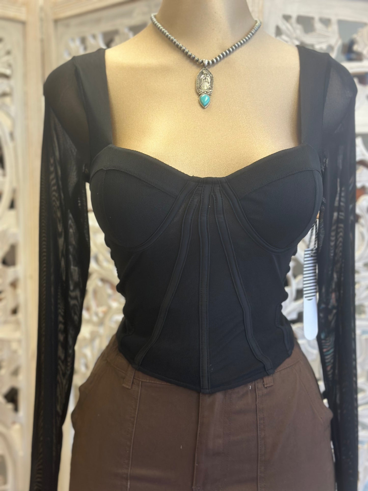 Mesh Long Sleeve Top