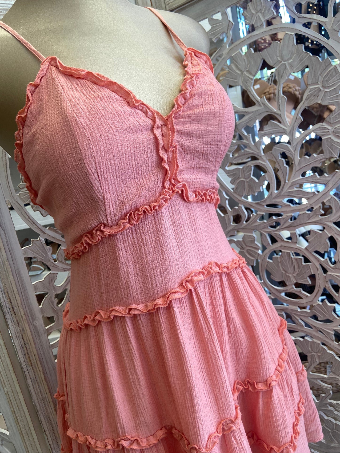 Crossback Pink Flowy Dress