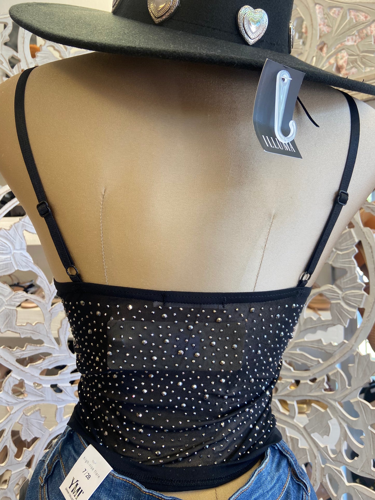 Mesh Rhinestone Corset Top