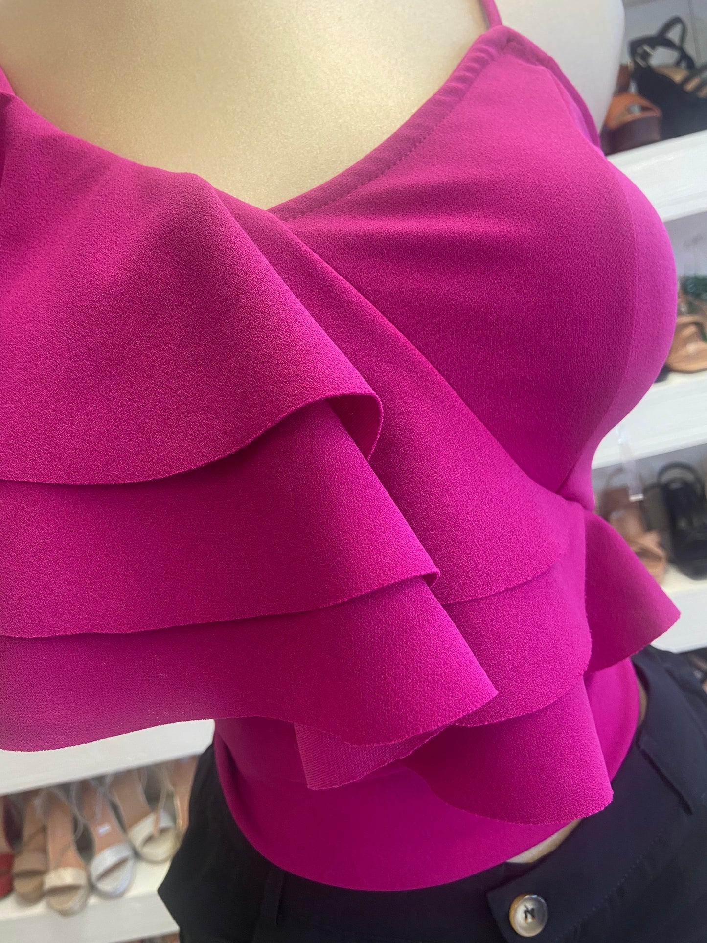 Magenta Ruffled Sleeve Top