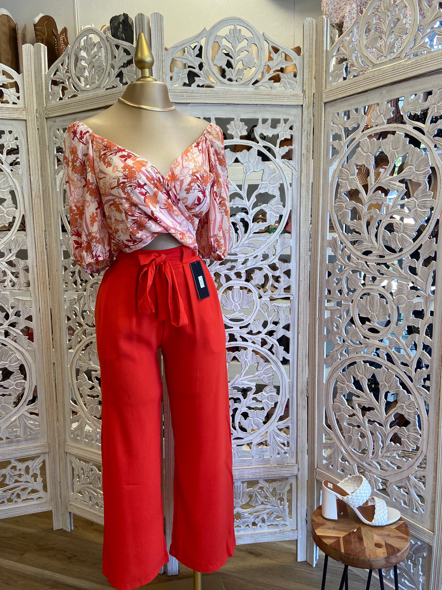 Orange Red Bow Tie Trousers