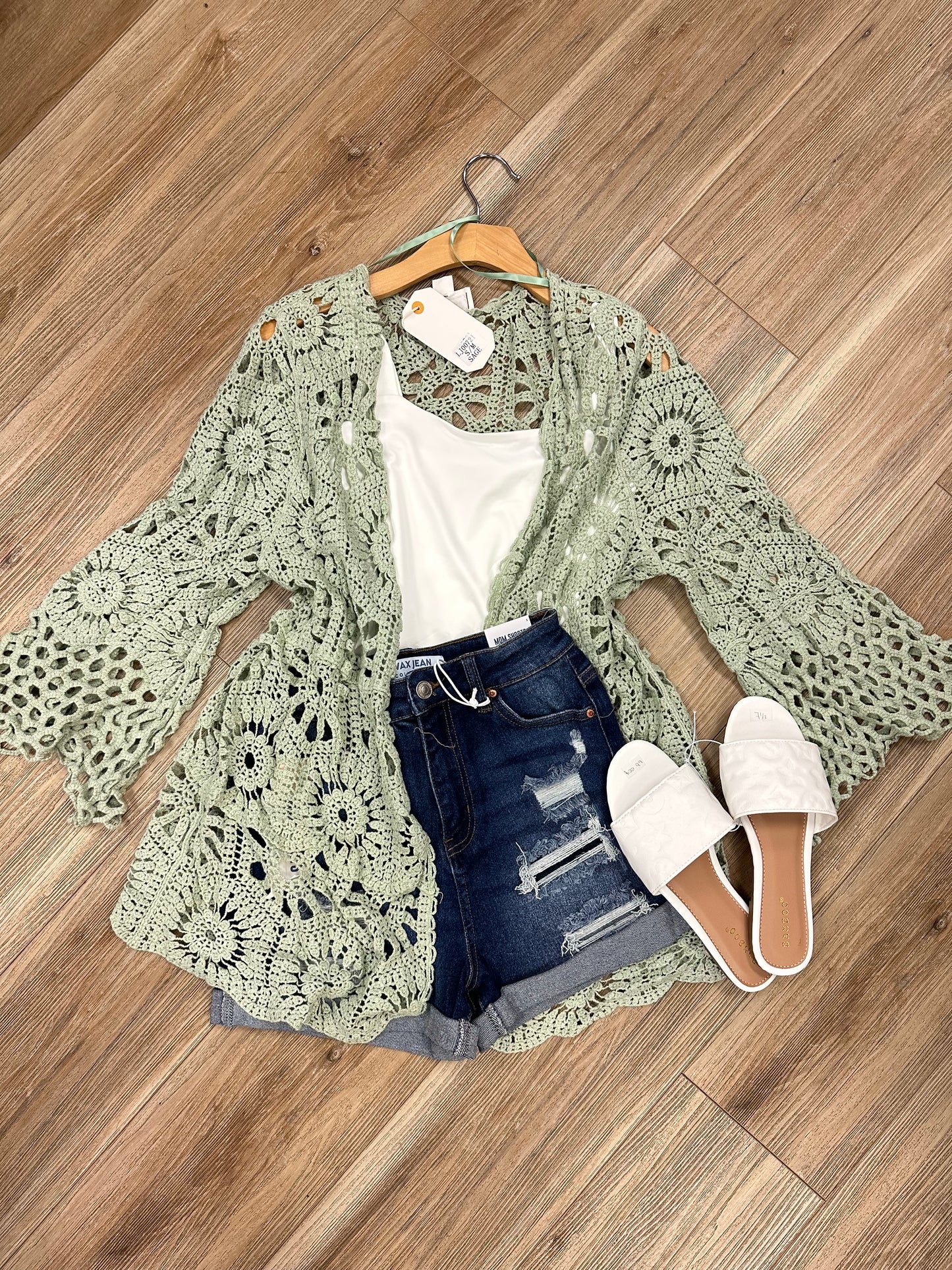 Green Crochet Cardigan