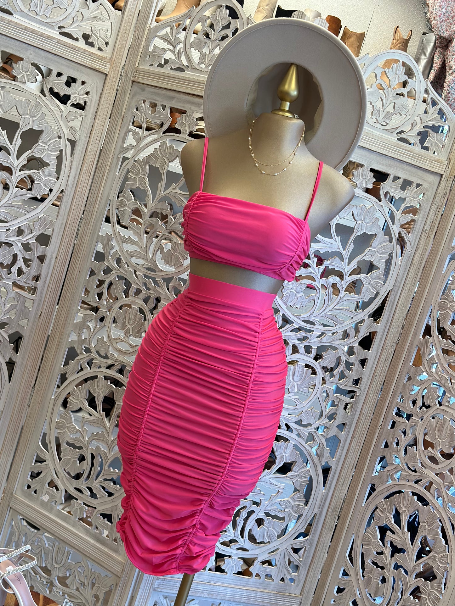Hot Pink Ruched Set