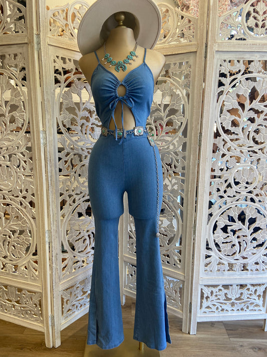 Denim Keyhole Jumpsuit