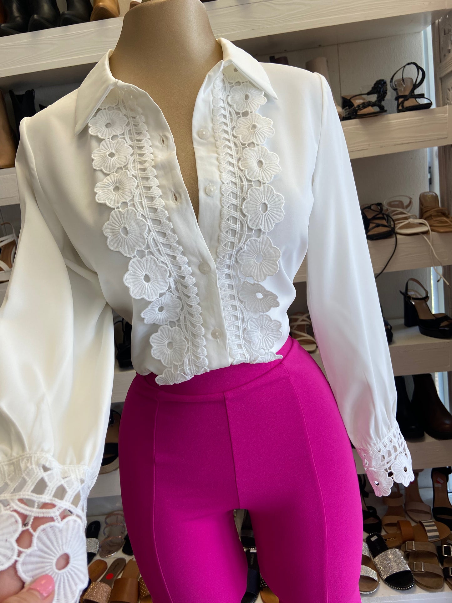 Lace Button Top