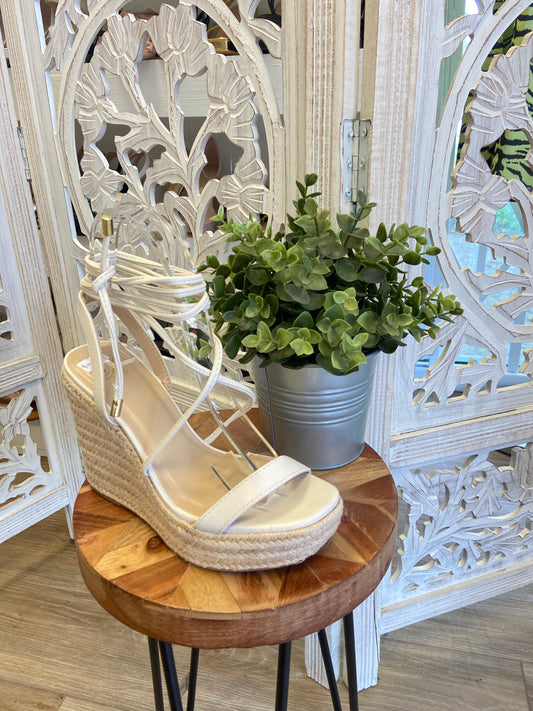 Ivory Strappy Wedges