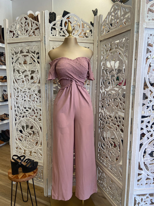 Mauve Smocked Jumpsuit