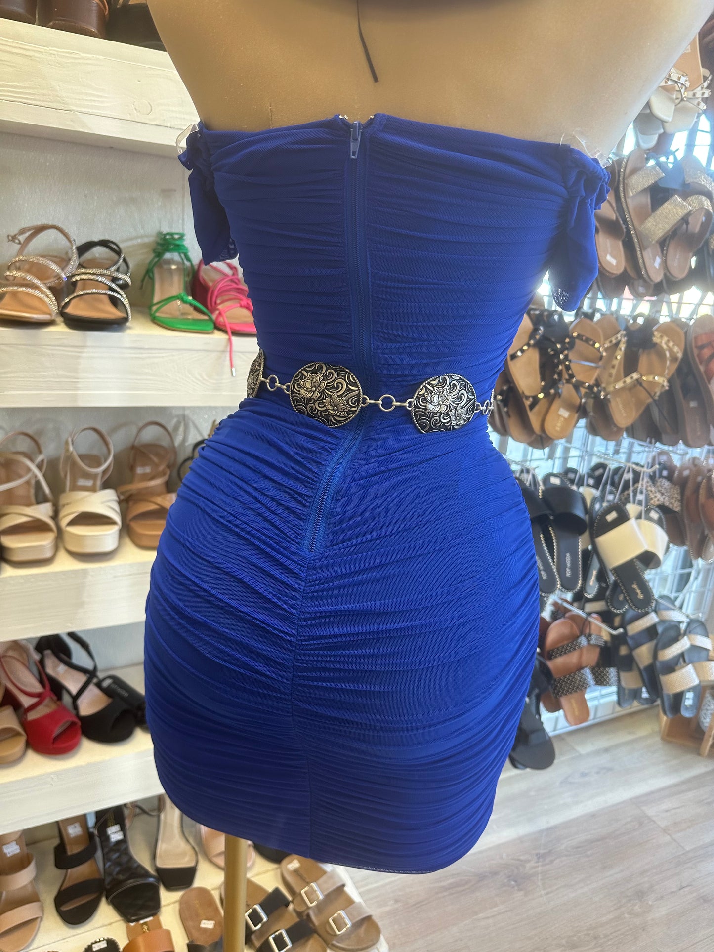 Royal Blue Ruffle Lined Mini Dress