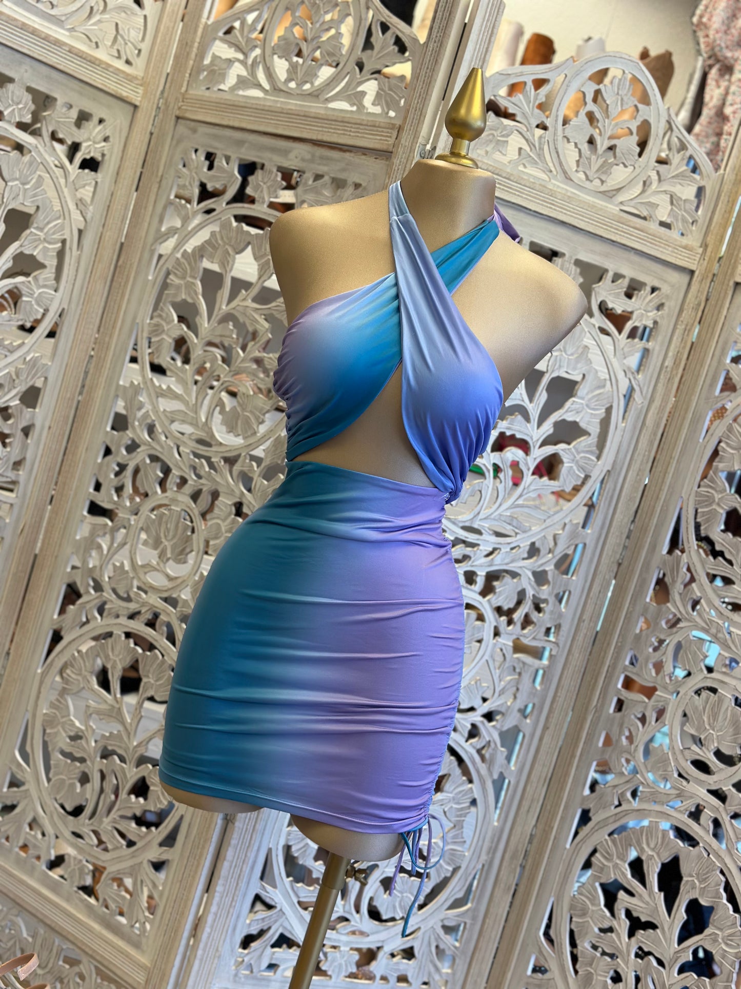 Ombré Cross Front Mini Dress