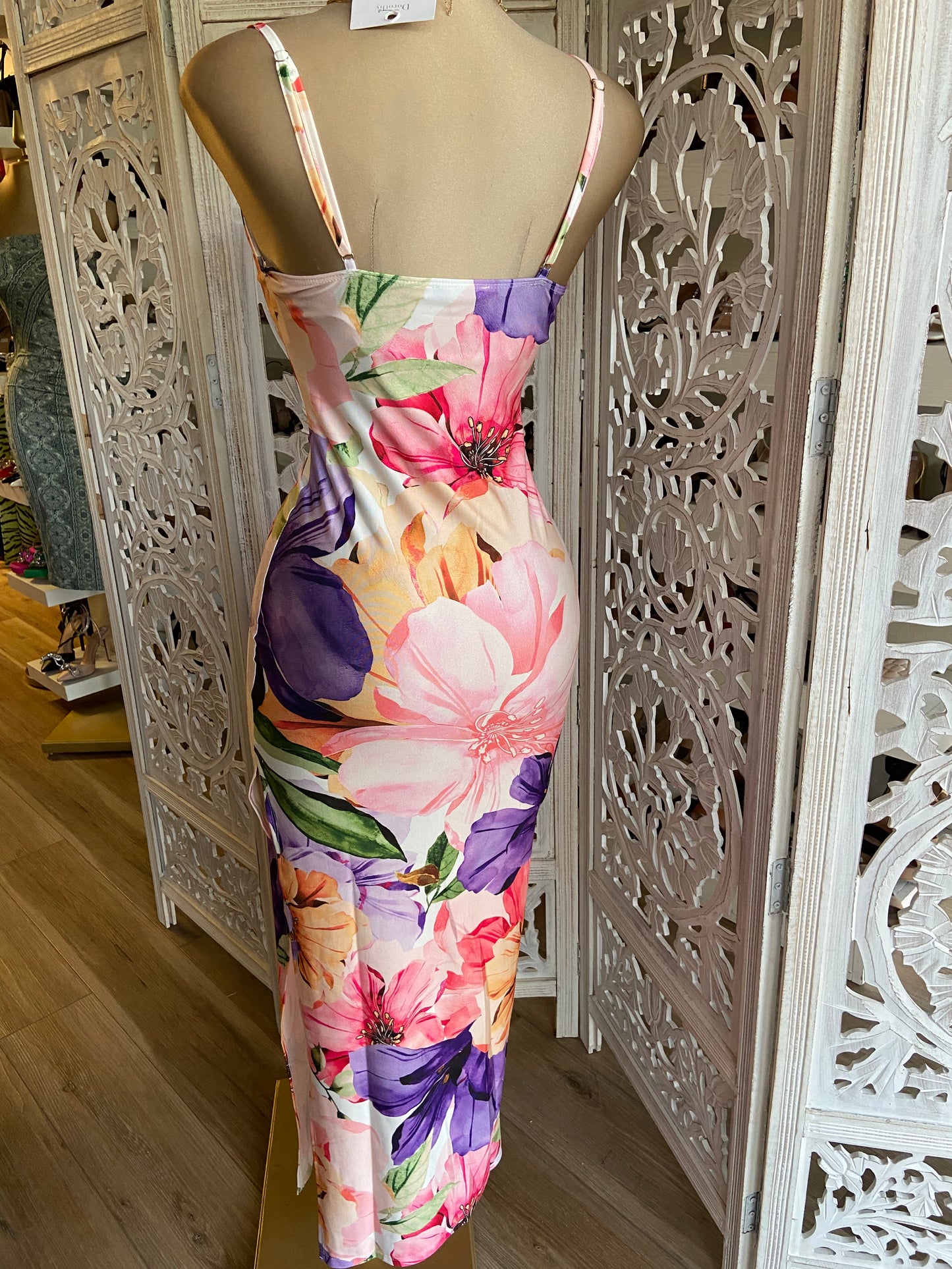 Floral Print Cowl Maxi Dress