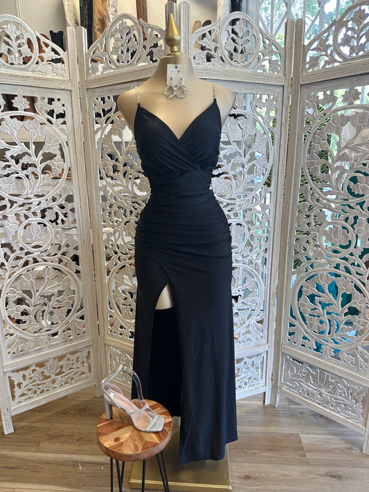 Black Rhinestone Strap Dress