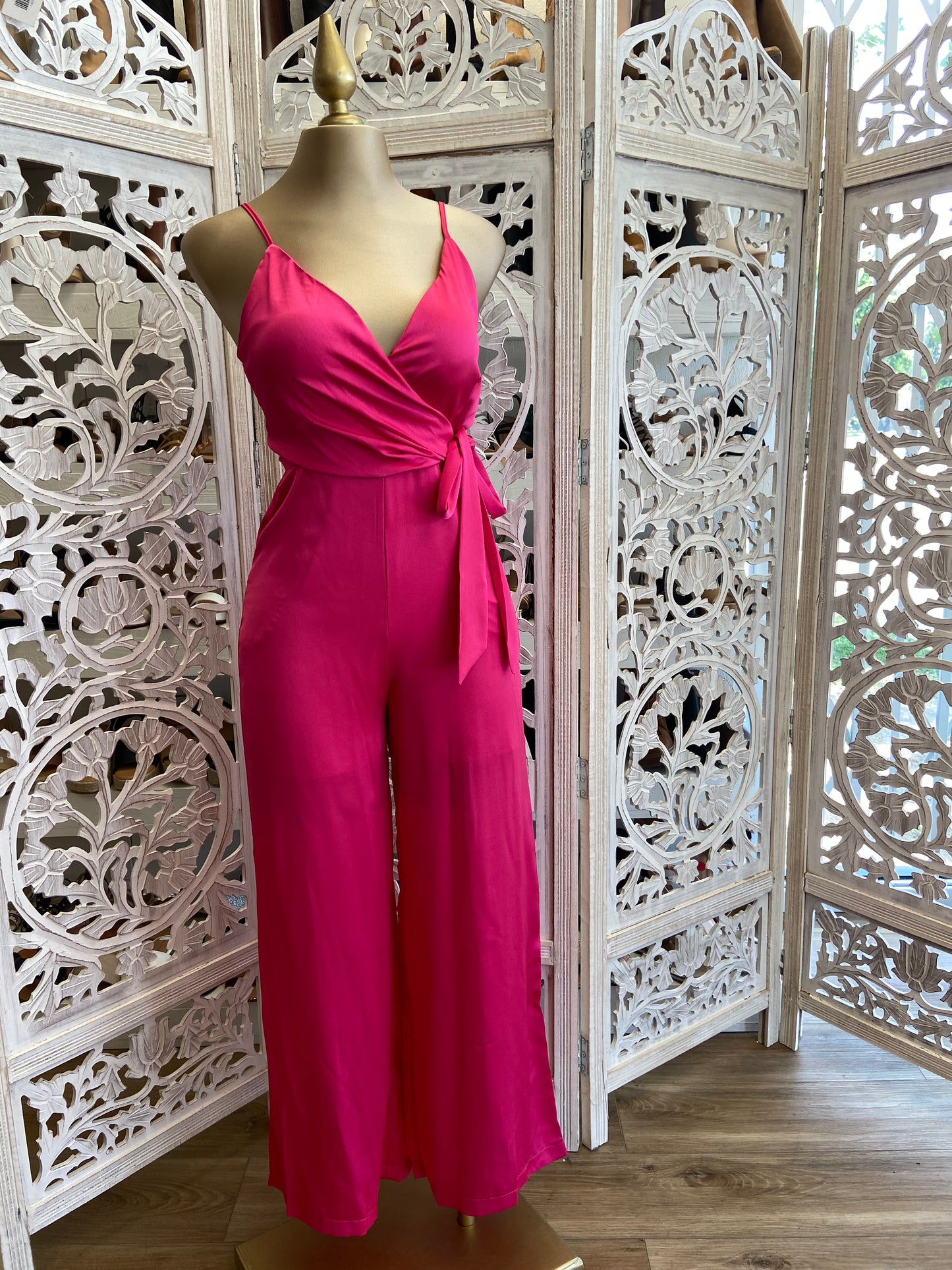 Satin Hot Pink Jumpsuit