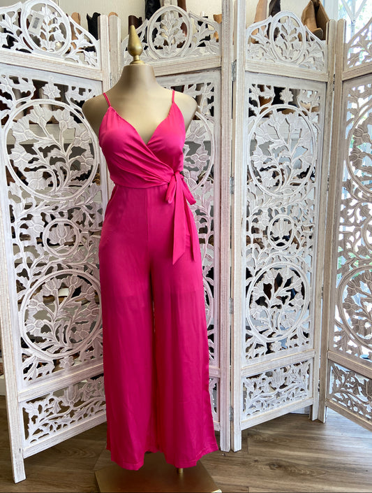 Satin Hot Pink Jumpsuit