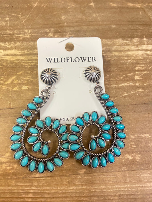 Looped Turquoise Western Earings