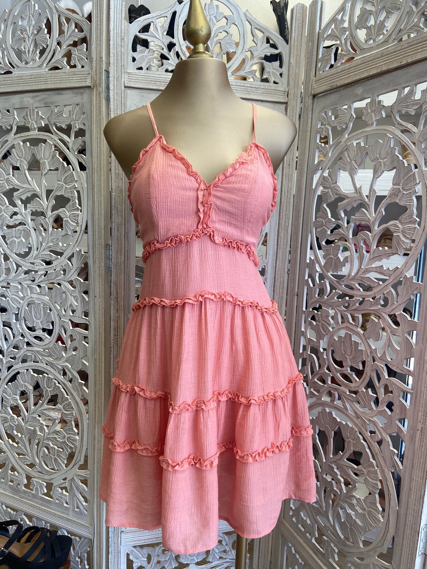 Crossback Pink Flowy Dress