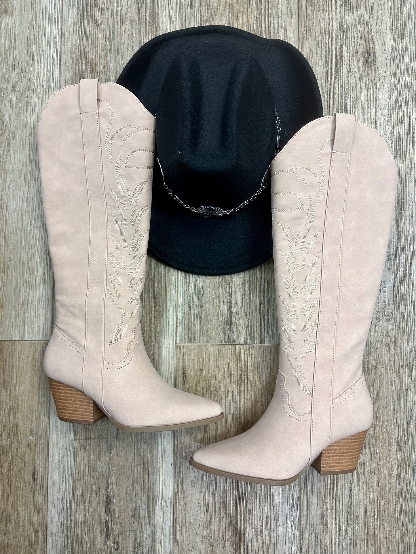 Nude Nubuck Western Boots